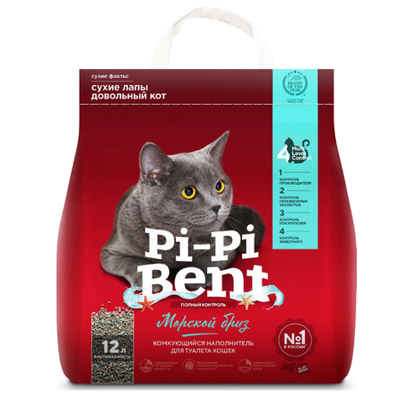 Pi-Pi Bent Морской бриз Комкующийся глиняный наполнитель для кошек – интернет-магазин Ле’Муррр